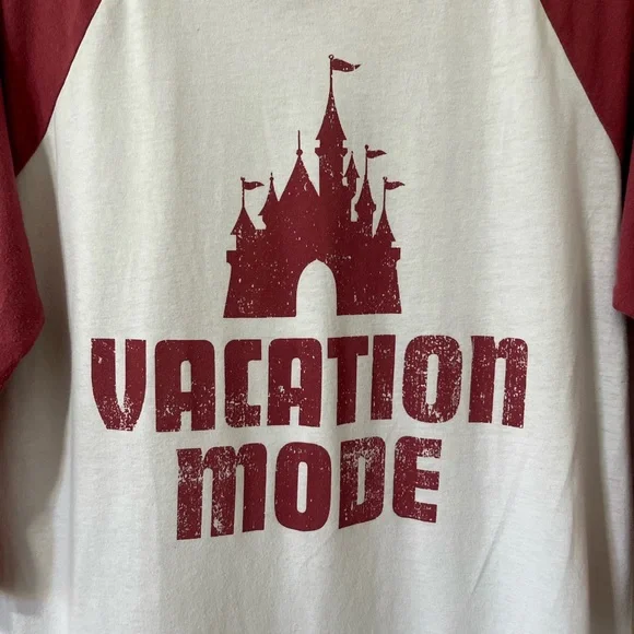 Disney Vacation Mode Mauve Pink White Raglan 3/4 Sleeve Baseball Tee Size Large - Picture 4 of 8